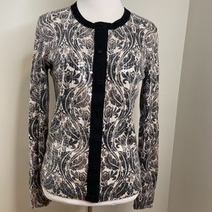 Tory Burch Women's 100% Merino Wool Sequin Cardigan Sweater sz S Small Evening